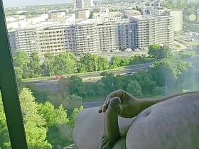 Masturbating hard by hotel window at hand nice wiew to Frankfurt xmaster asian well-pleased sexual congress videos