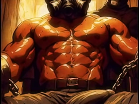 AI-Generated Masked Muscle Tease: Dark Room Jollying asian gay sex videos blowjob