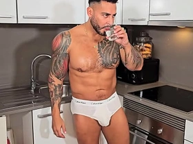 BlakeMason: Tatted Fabio Toba snacks on Viktor Rom enormous dick in the kitchen asian gay first time sex videos