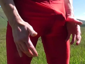 Cumming HARD Outdoors in Red Lycra asian young teen gay sex videos web sites