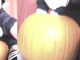 SFW Jon Arteen sexy twink emo femboy carves a Halloween pumpkin more his underwear Jack-o'-Lantern hot asian boys gay sex videos