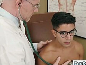 WHAM—OOF! Nnngggghhh! Teeny-weeny Latino Milo Miles twink gets his ass destroyed by Doctor Legrand Wolf as he rams his screwing humongous dick deep into Milos' guts! asian gay sex group videos