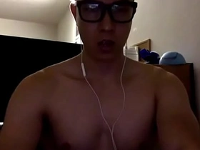 Horny Glasses Asian Cums in Bathroom muscle asian gay sex videos
