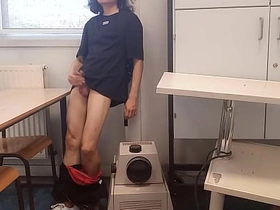 Cum at school, this horny student twink wanks his smooth cock and squirts jizz riskyly at school in a classroom on become friendly desk, Jon Arteen jerks off at university, making a hot solo gay porn video asian hot gay sex hub videos new