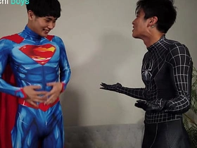 Superman x Spiderman - Lycra Superhero Costumes asian gay sex videos.